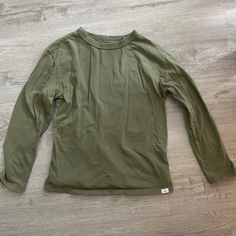 Girls GAP kids Olive Green cotton long sleeve shirt size S 6-7